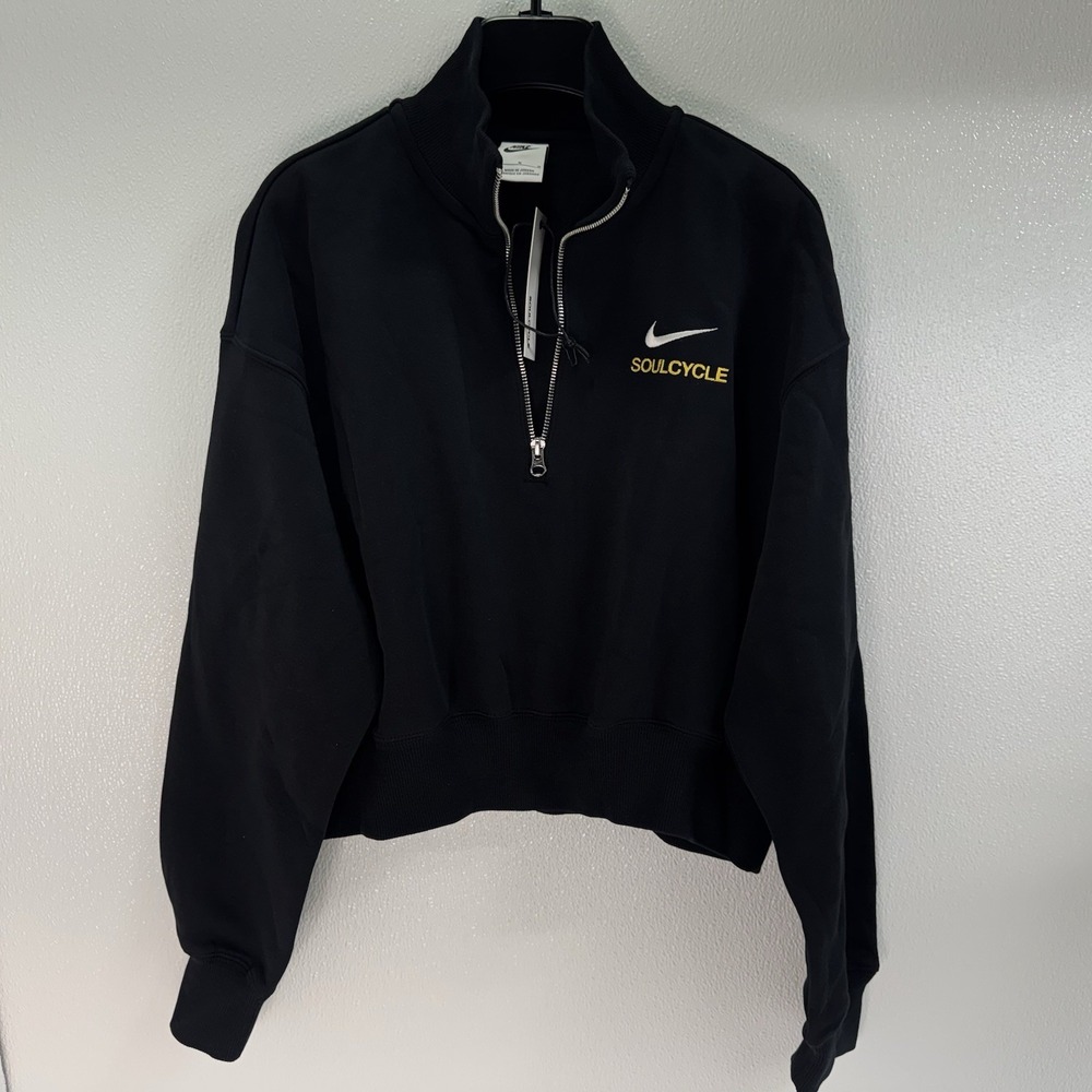 Nike Soul Cycle Half Zip Crop Sweatshirt Black Size M
